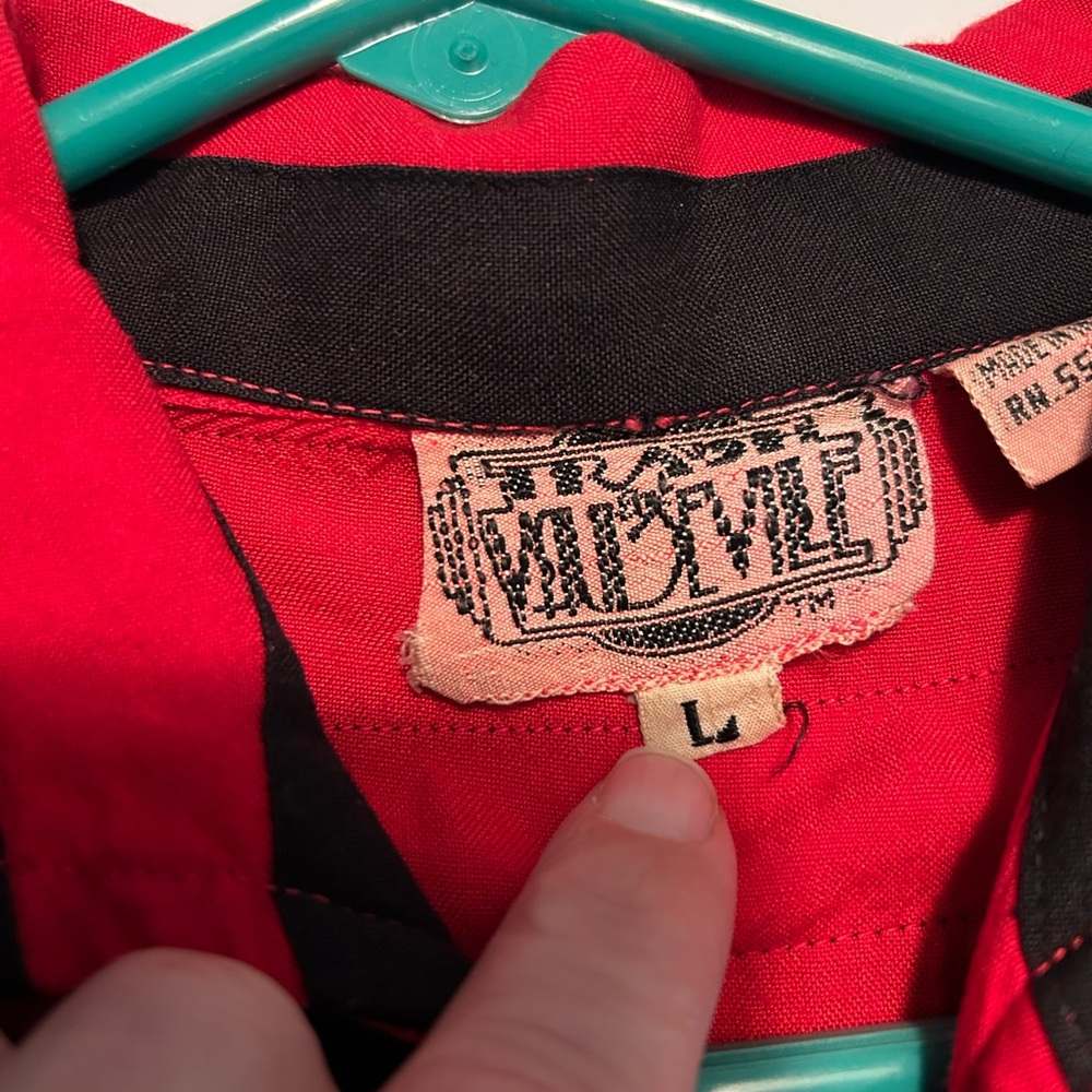 RARE Vintage Gabardine Trash & Vaudeville Red Black Men's Shirt Punk Rockabilly - Picture 7 of 14